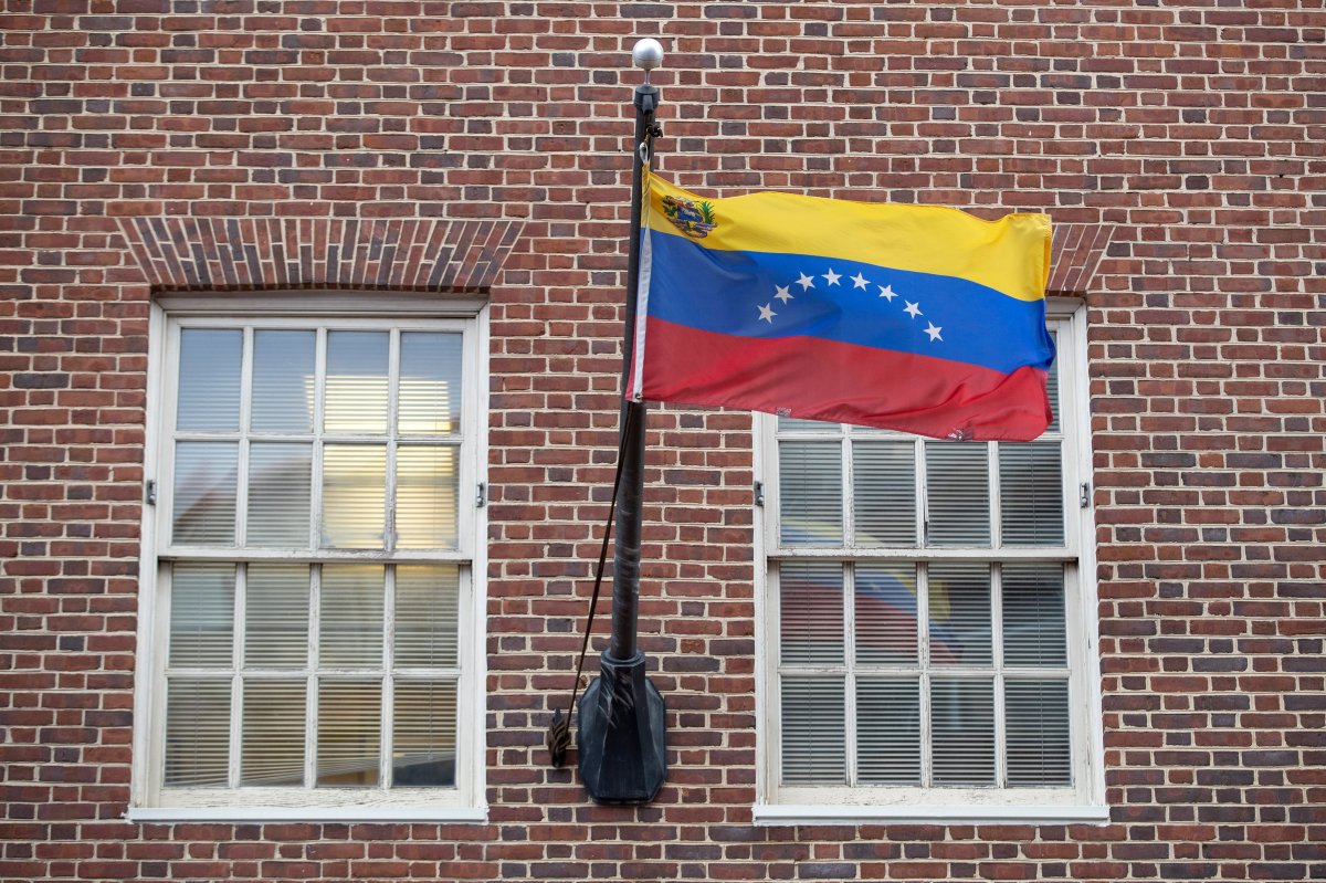 The Venezuelan national flag flies at its Embassy to the United States in the Georgetown area of Washington, DC, USA, 24 January 2019.