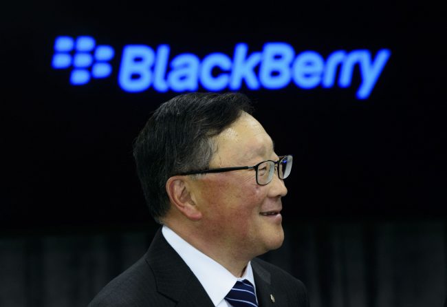 BlackBerry CEO John Chen takes part in an event at BlackBerry QNX Headquarters in Ottawa, Feb 15, 2019.