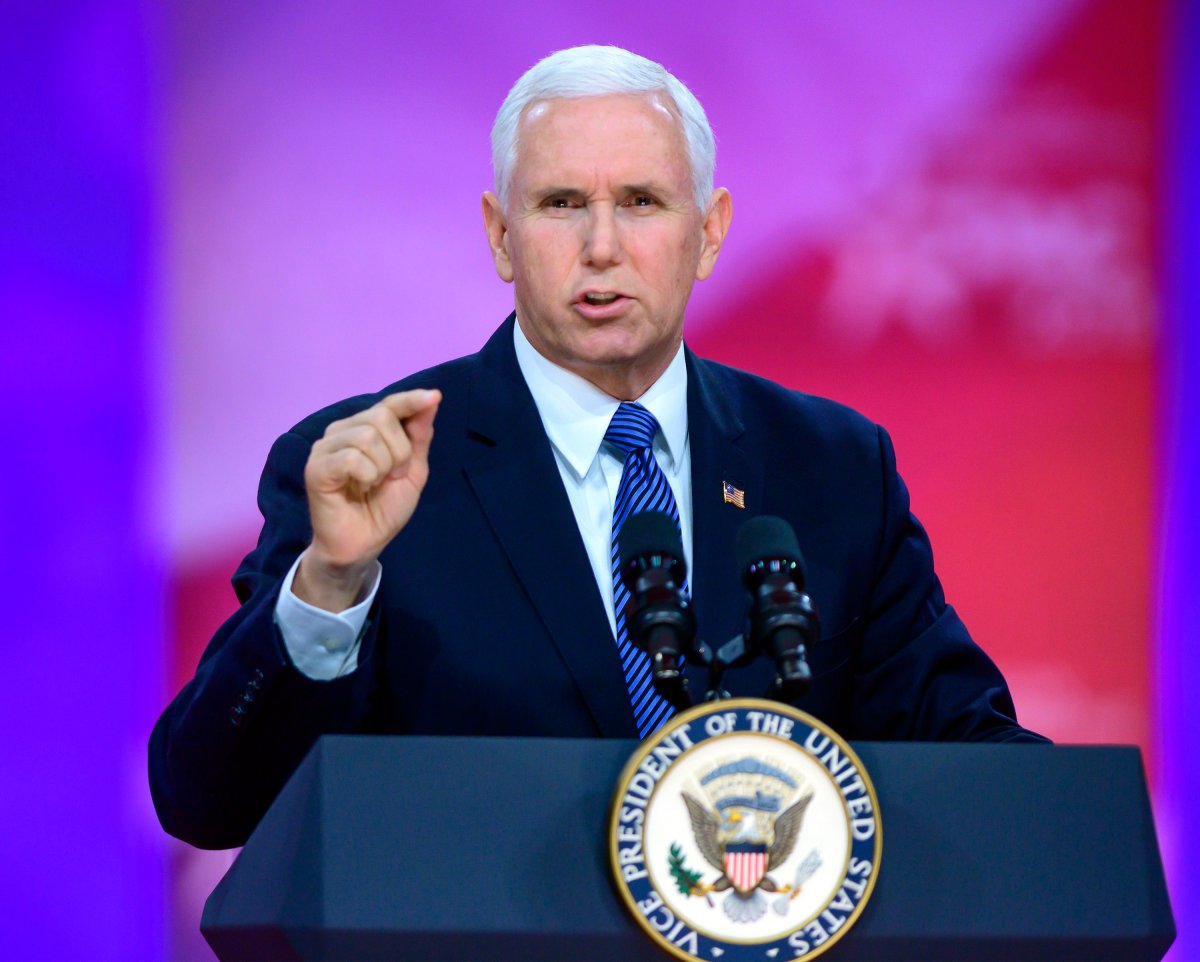 United States Vice President Mike Pence speaks at the Conservative Political Action Conference (CPAC) at the Gaylord National Resort and Convention Center in National Harbor, Maryland, USA on Friday, March 1, 2019. 