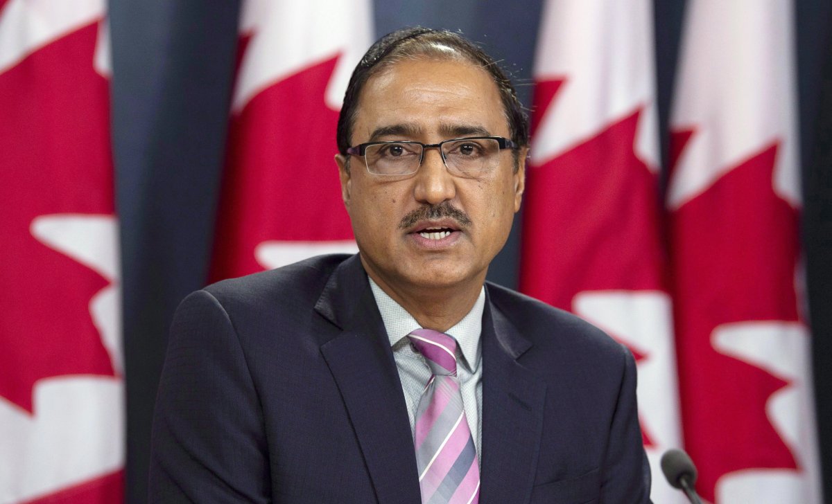 Natural Resources Minister Amarjeet Sohi speaks during a news conference in Ottawa on October 3, 2018. Natural Resources Minister Amarjeet Sohi says consultations with Indigenous groups about the stalled Trans Mountain pipeline expansion are going well and he expects to wrap up the process by May. 