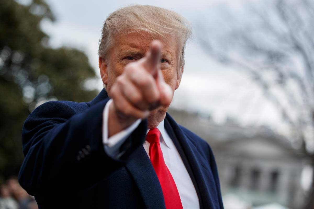 President Donald Trump talks with reporters before boarding Marine One on the South Lawn of the White House, Friday, March 22, 2019, in Washington.