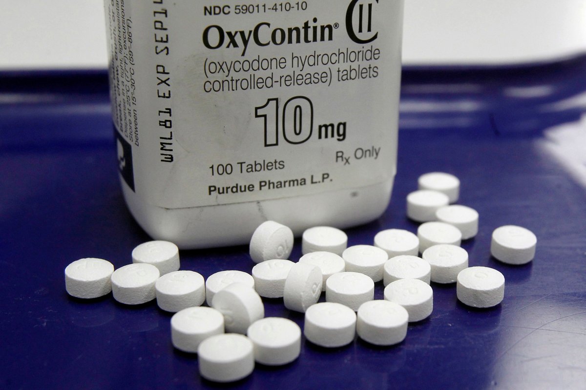 This Feb. 19, 2013, file photo shows OxyContin pills arranged for a photo at a pharmacy in Montpelier, Vt. 