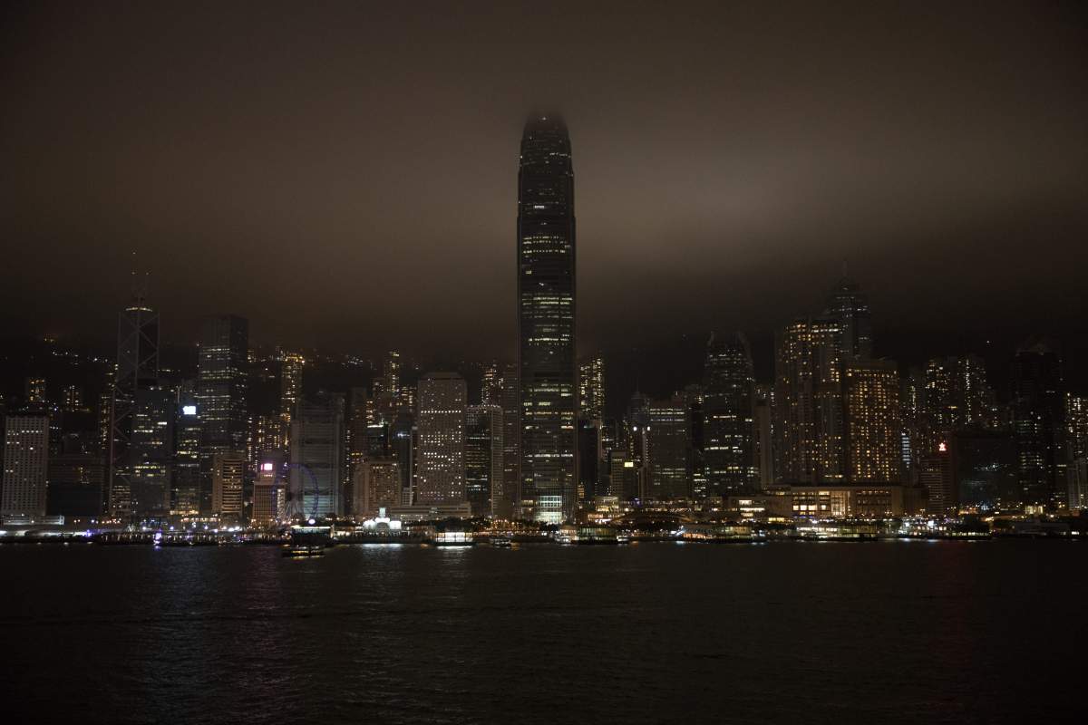 Commercial buildings switch off their lights in the Central district on Hong Kong Island during Earth Hour in Hong Kong, China, 30 March 2019. During the hour-long lights off moment Hong Kong joins people around the world to symbolically switch off all non-essential lights for one hour and the importance of living sustainably in a collective effort to help conserve nature.