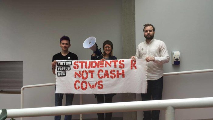 Tuition Freeze Now is demanding a two-year tuition freeze at Simon Fraser University. A proposed hike would see some international students paying up to 20 per cent more in fees.