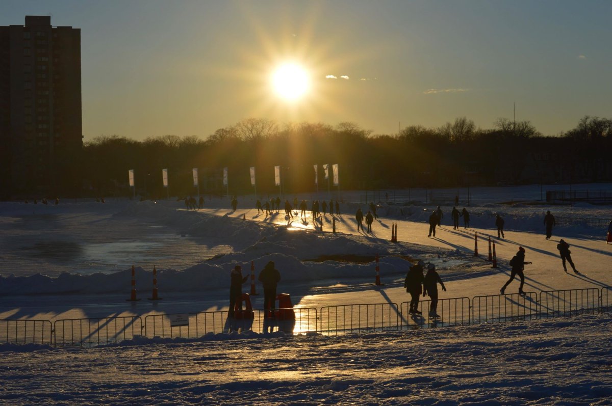 The sun sets on the Emera Oval in Halifax, N.S., on March 12, 2019. 