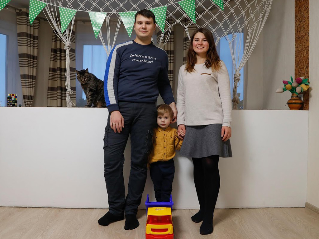 Rutsevich, her husband Pyotr, 28, a programmer, and their three-year-old son Daniil.