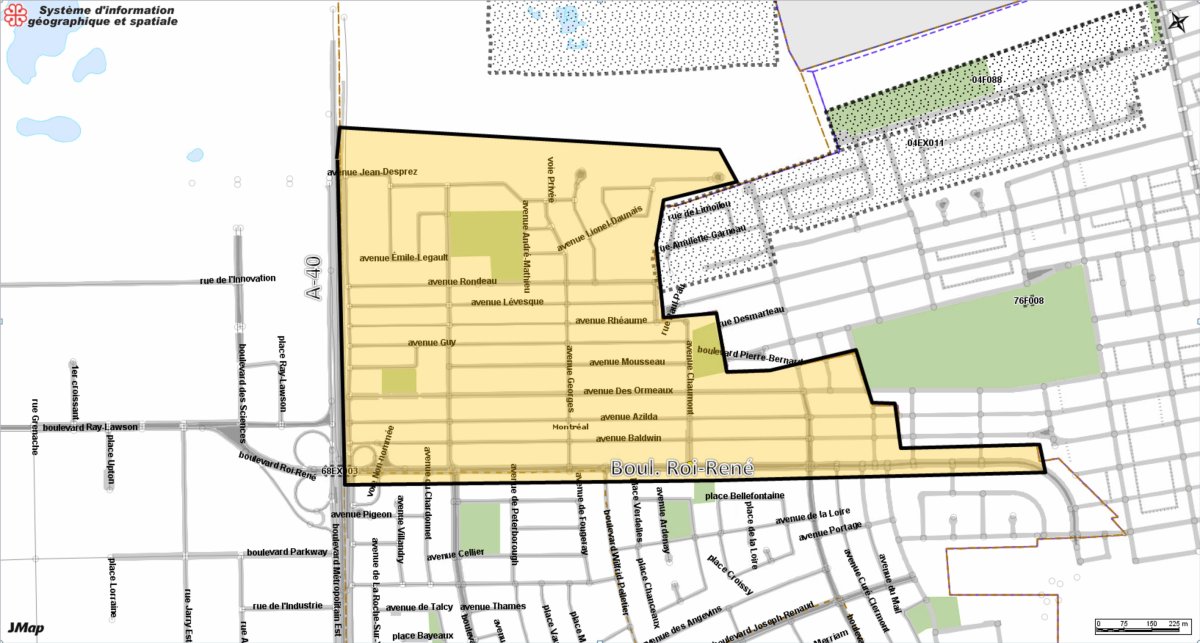 A map of the area affected by a water boil advisory in Anjou. Sunday March 31st, 2019.