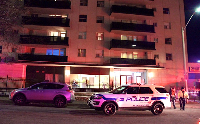 Police and paramedics attend the scene of a fatal stabbing in Mississauga.