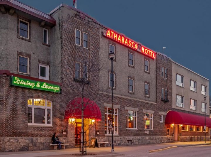 A file photo of the Athabasca Hotel in Jasper.