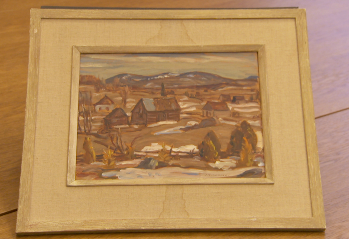 The A.Y. Jackson oil sketch of a Quebec village was bequeathed to the University of Oxford by a British professor who had taught at the University of Manitoba.