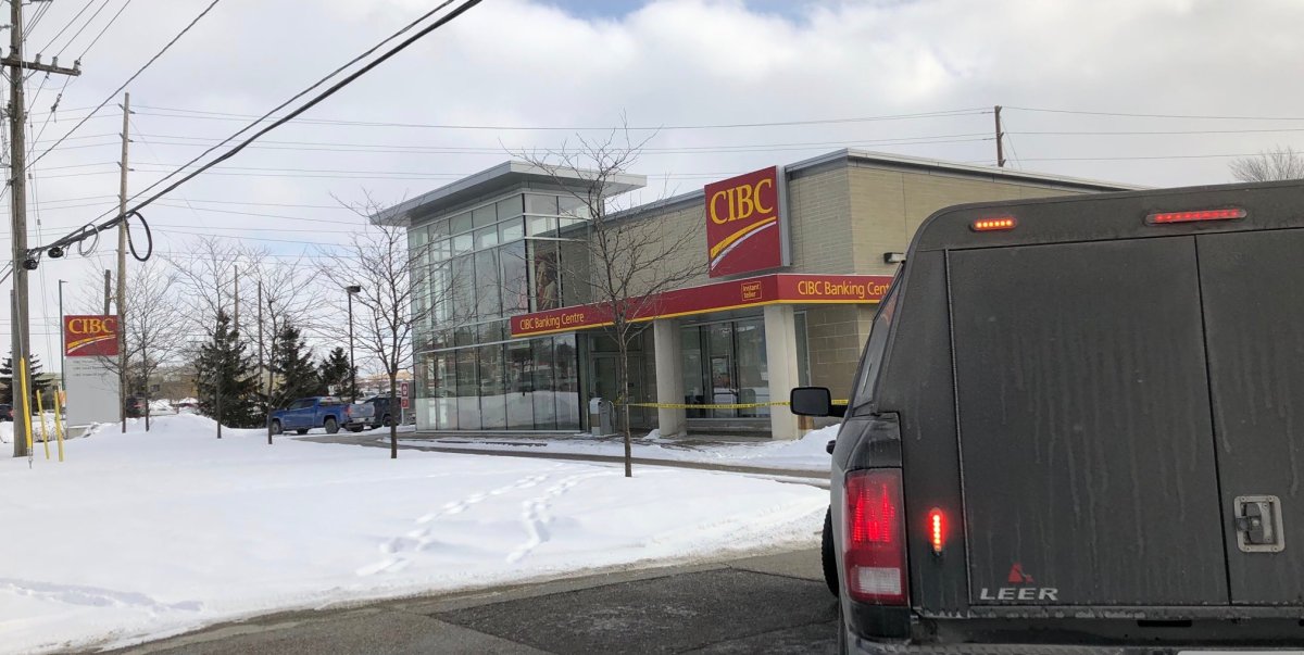 Police say the CIBC located on Yonge Street in Barrie, Ont., was reportedly robbed on March 7.