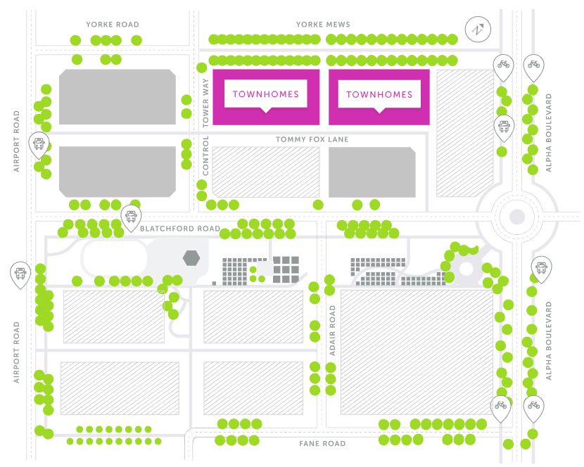 Map of the area in Blatchford where the townhomes will be built.
