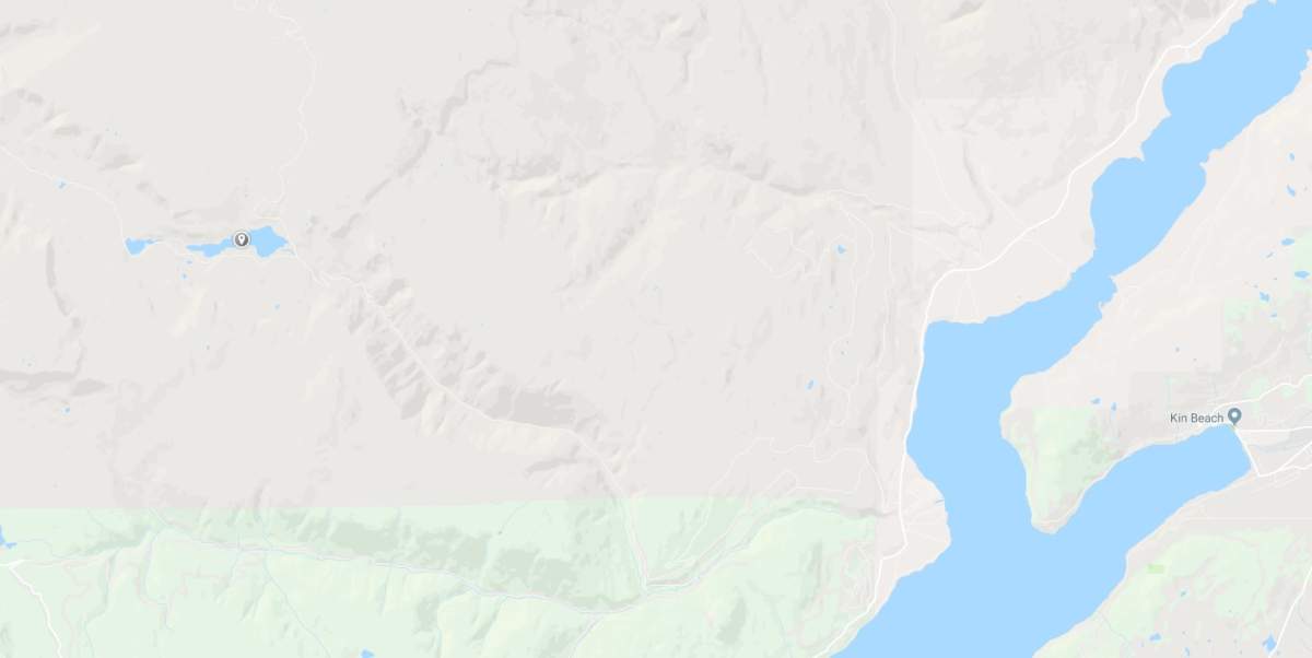 A map showing the location of Bouleau Lake in relation to Okanagan Lake.