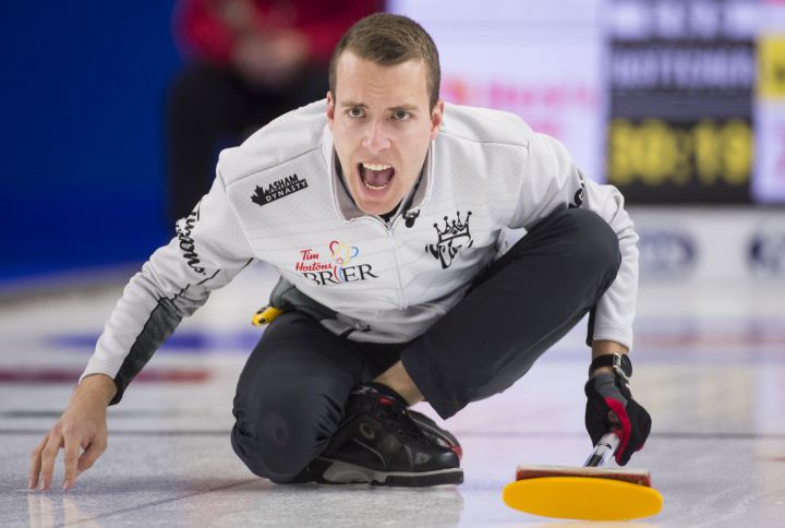 Skip Brendan Bottcher calls a shot during the wildcard game at the Brier in Brandon, Man., Friday, Mar. 1, 2019. 
