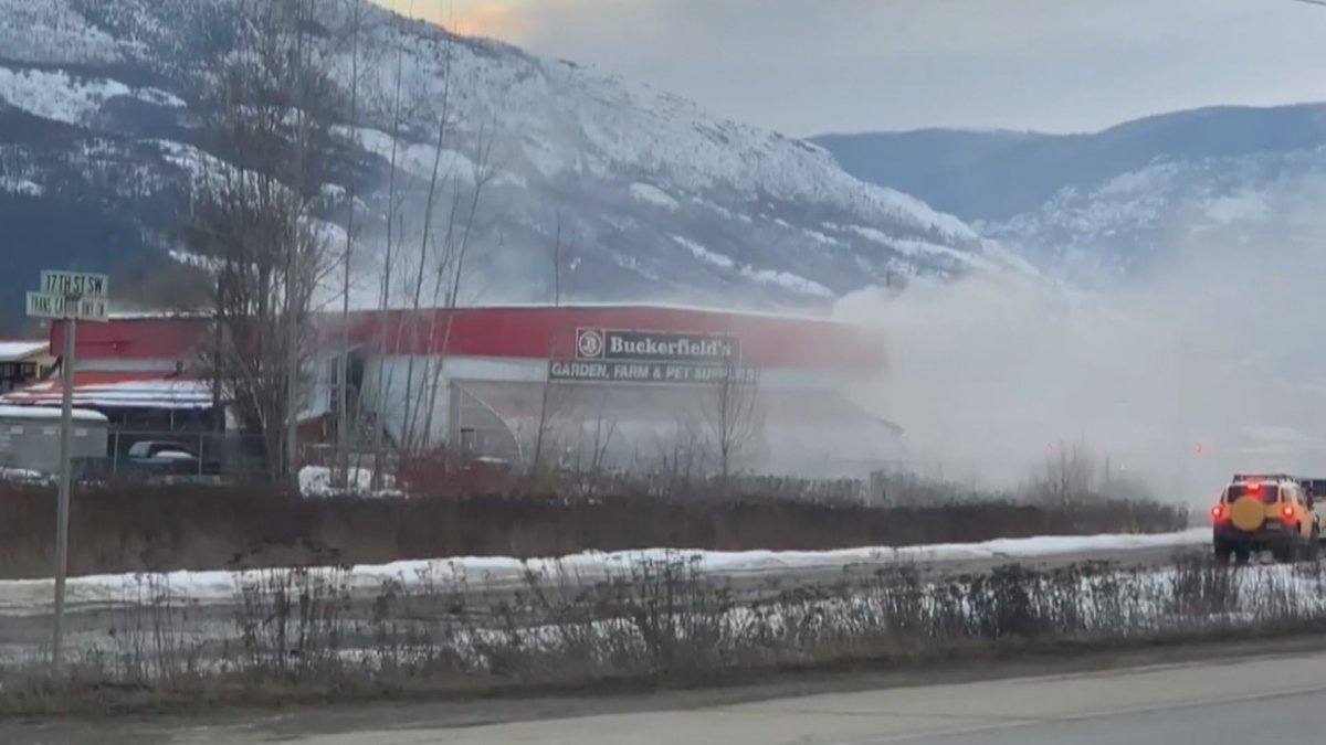 Fire crews were called to Salmon Arm's Buckerfield's just after 6 p.m. on Sunday night. 