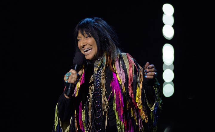 Buffy Sainte-Marie opens the Juno awards show Sunday April 2, 2017 in Ottawa.