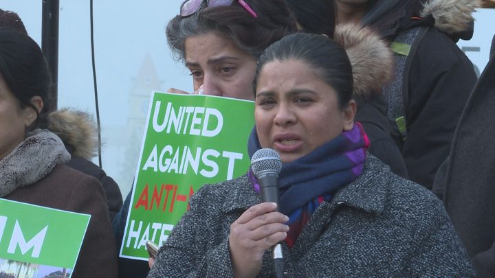 Saima Jamal organized and spoke at Calgary’s Friday night vigil.