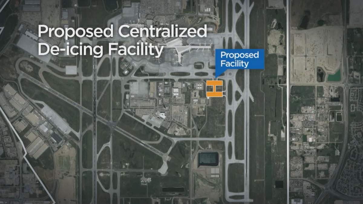 Construction is underway on a centralized de-icing facility near the east runway at Calgary International Airport.