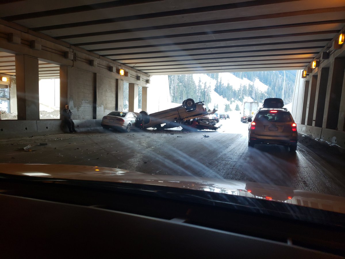 A five-vehicle collision took place on the Coquihalla Highway on Sunday.