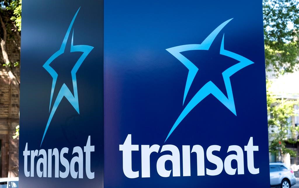 An Air Transat sign is seen in Montreal on May 31, 2016.