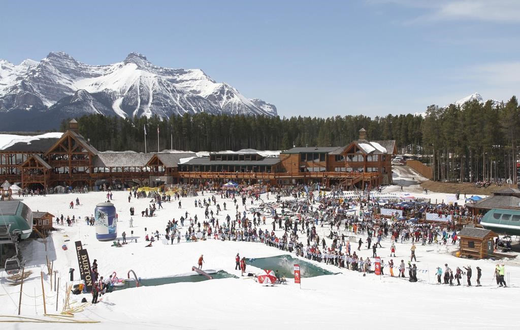 The base of the Lake Louise Ski Resort is shown during April 2018’s end-of-season Shake the Lake party in a handout photo.