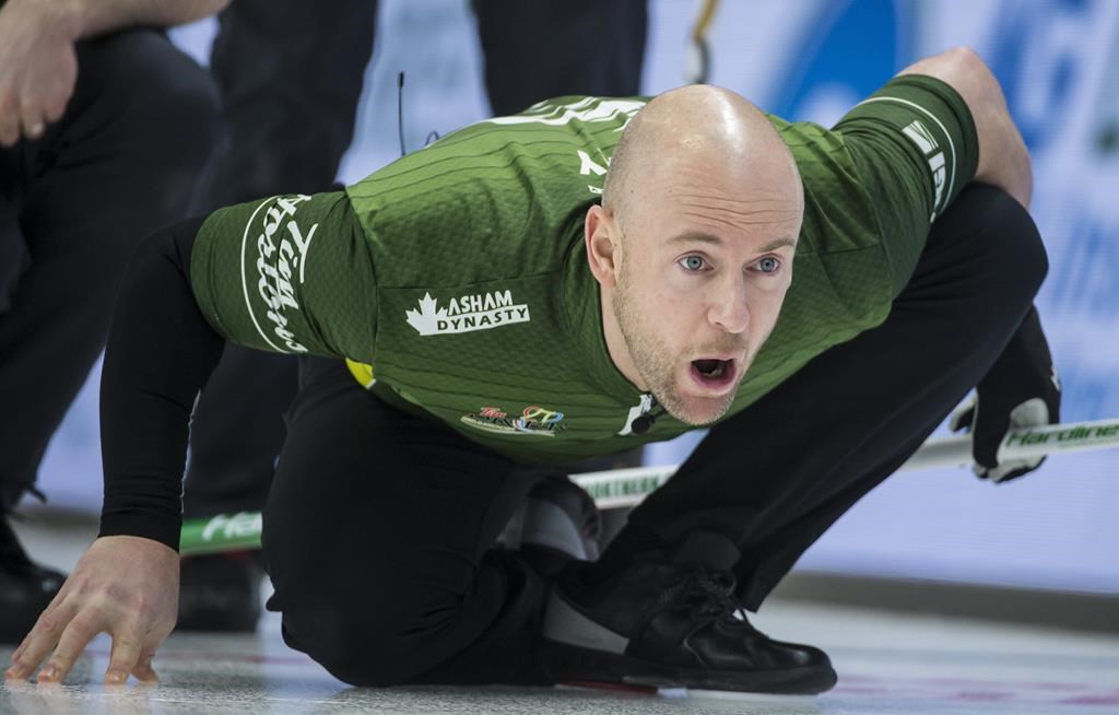 Team Northern Ontario third Ryan Fry calls a shot during the first draw against team wildcard at the Brier in Brandon, Man., on March 2, 2019. Team Brad Jacobs says that longtime third Ryan Fry will not be returning to the team next season.In a statement, the team says that Jacobs, Ryan Harnden and E.J. Harnden will continue to play together and that the search is on for a replacement for Fry, who will be "exploring alternative options for next season." Fry took a mid-season leave of absence to focus on growth and self-improvement after his ejection from the Red Deer Curling Classic in November.