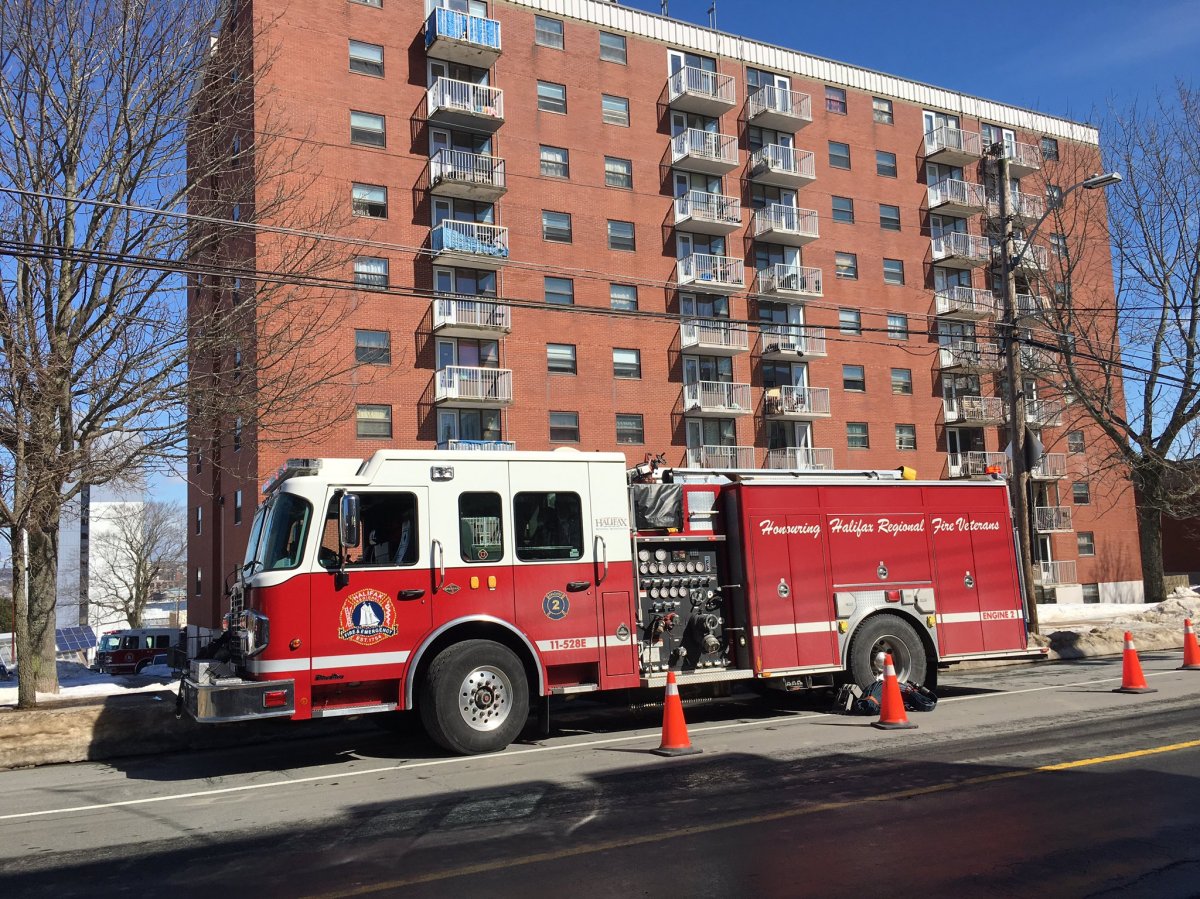 Halifax fire crews respond to a structure fire at Ahern Manor on Gottingen Street in March, 2019.