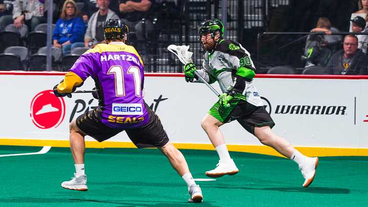 The San Diego Seals beat the Saskatchewan Rush 13-12 in National Lacrosse League action Friday night. 