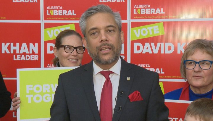 Alberta Liberal Leader David Khan announces the party’s health care plan in Calgary on March 31, 2019.
