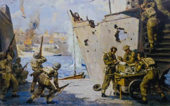 David Hart is pictured in the bottom-right of this painting by Adam Sherriff Scott.