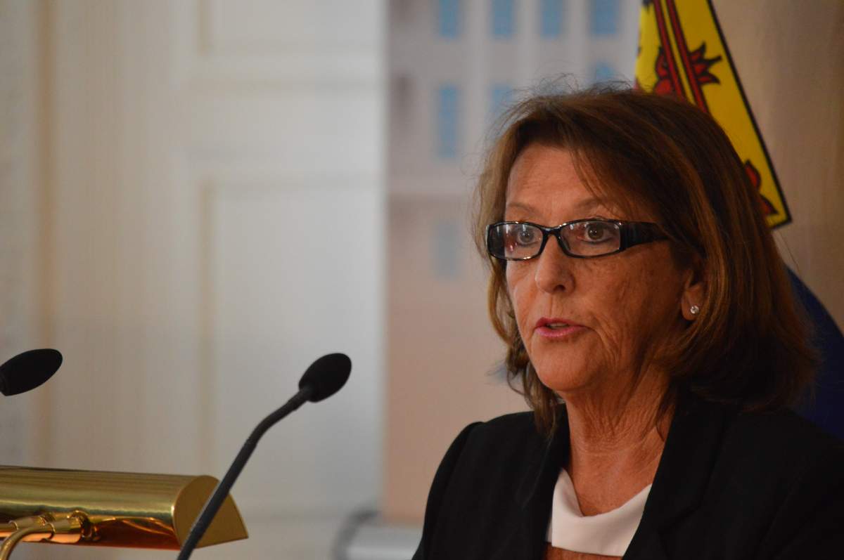 Karen Casey, Nova Scotia's Finance Minister delivers the 2019 provincial budget on March 26, 2019.