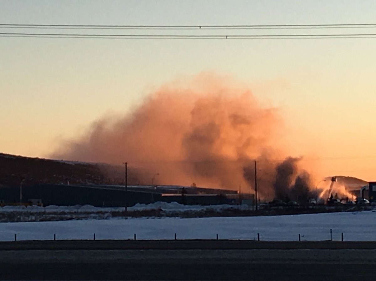 Edmonton fire crews are battling a blaze at the city's Waste Management Centre on Wednesday, March 13, 2019.