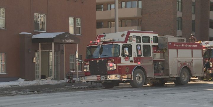 Crews responded to a fire in downtown Calgary on Sunday.