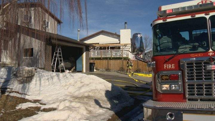 Crews were called to a northeast Calgary garage fire on Monday morning. 
