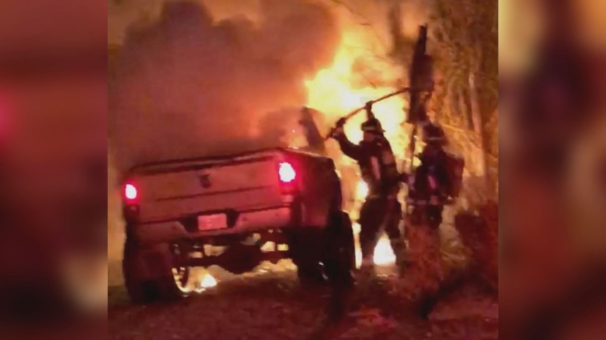 Vernon fire crews were called to a truck blaze overnight on Sunday. 