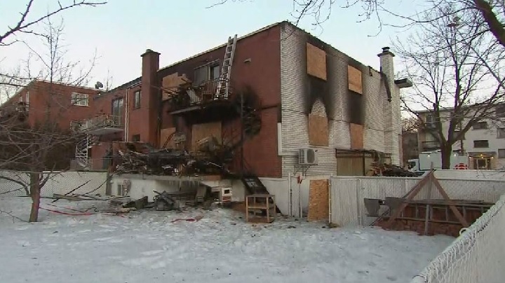The aftermath of the fire on Dagenais Street in Montreal North. Sunday, March 17, 2019.