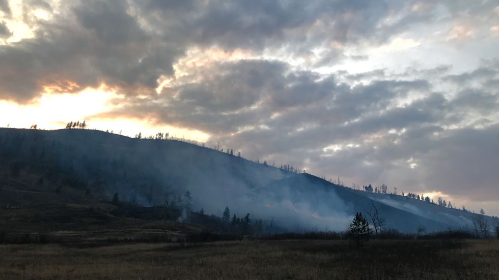 Two small wildfires burn through grass and brush on the Neskonlith 1 Reserve near Chase, B.C. 