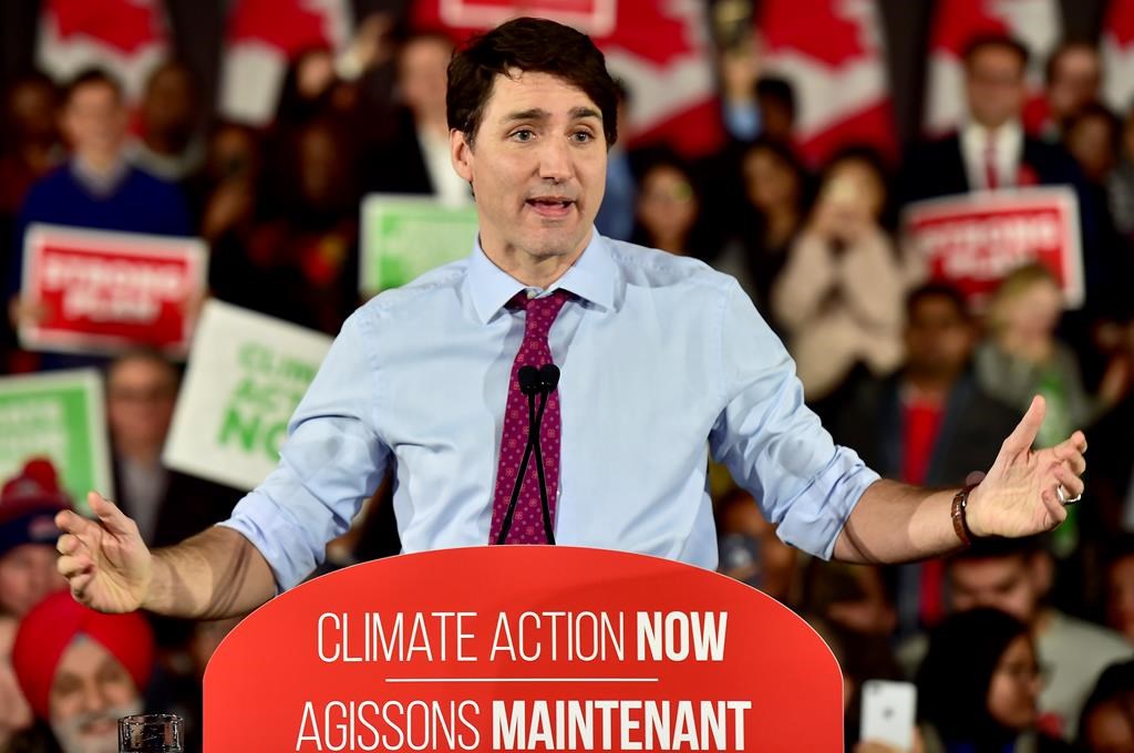 Prime Minister Justin Trudeau speaks at a Liberal Climate Action Rally in Toronto, Monday, March 4, 2019.