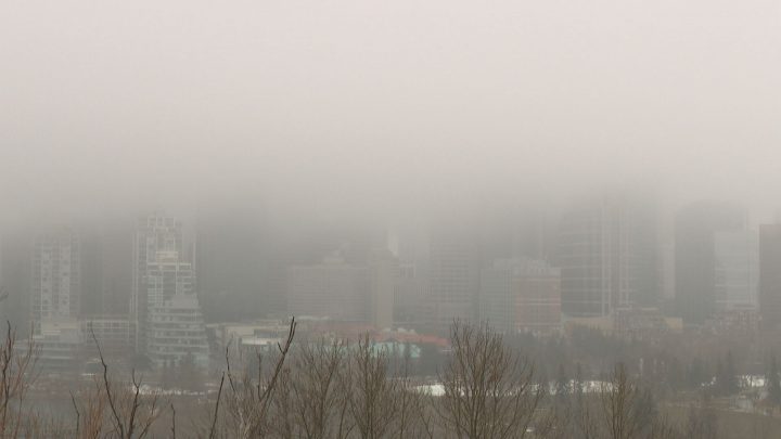 Dense fog blanketed Calgary on Sunday.