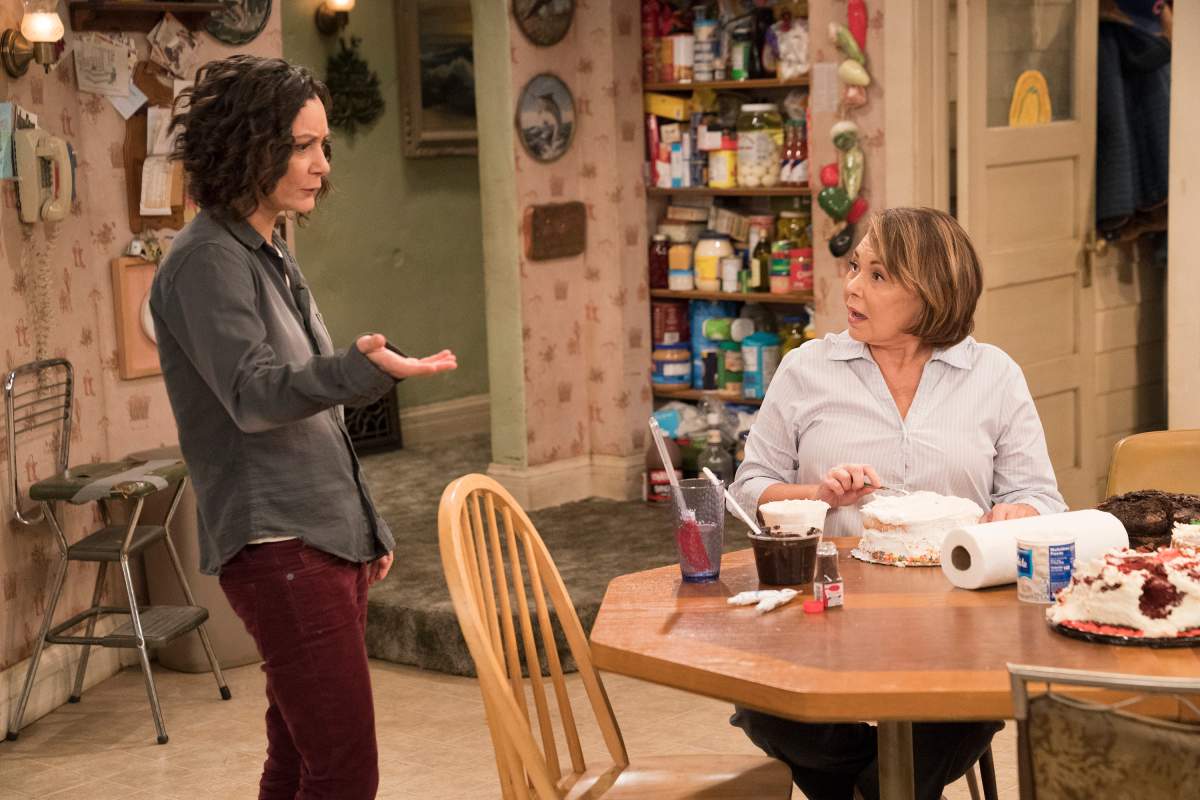 Sara Gilbert and Roseanne Barr.