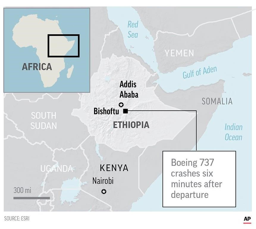 The airplane crash occurred around Bishoftu, or Debre Zeit, some 50 kilometers (31 miles) south of the capital, Addis Ababa, shortly after taking off at 8:38 a.m.;