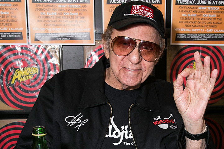 Hal Blaine attends The Wrecking Crew DVD release party at Amoeba Music on June 16, 2015, in Hollywood, Calif.