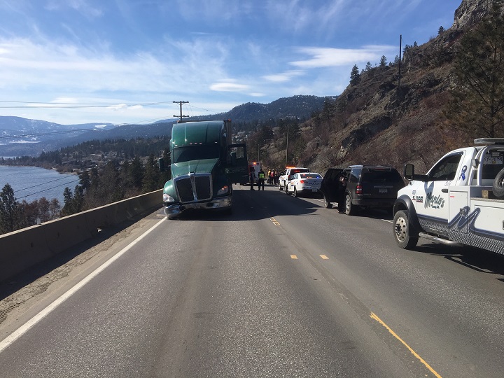 A traffic accident along Drought Hill north of Peachland has closed Highway 97 in both directions.