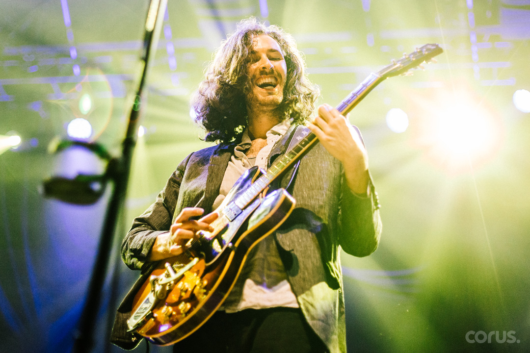 Hozier performing onstage at Rebel in Toronto, on Sept. 18, 2019.