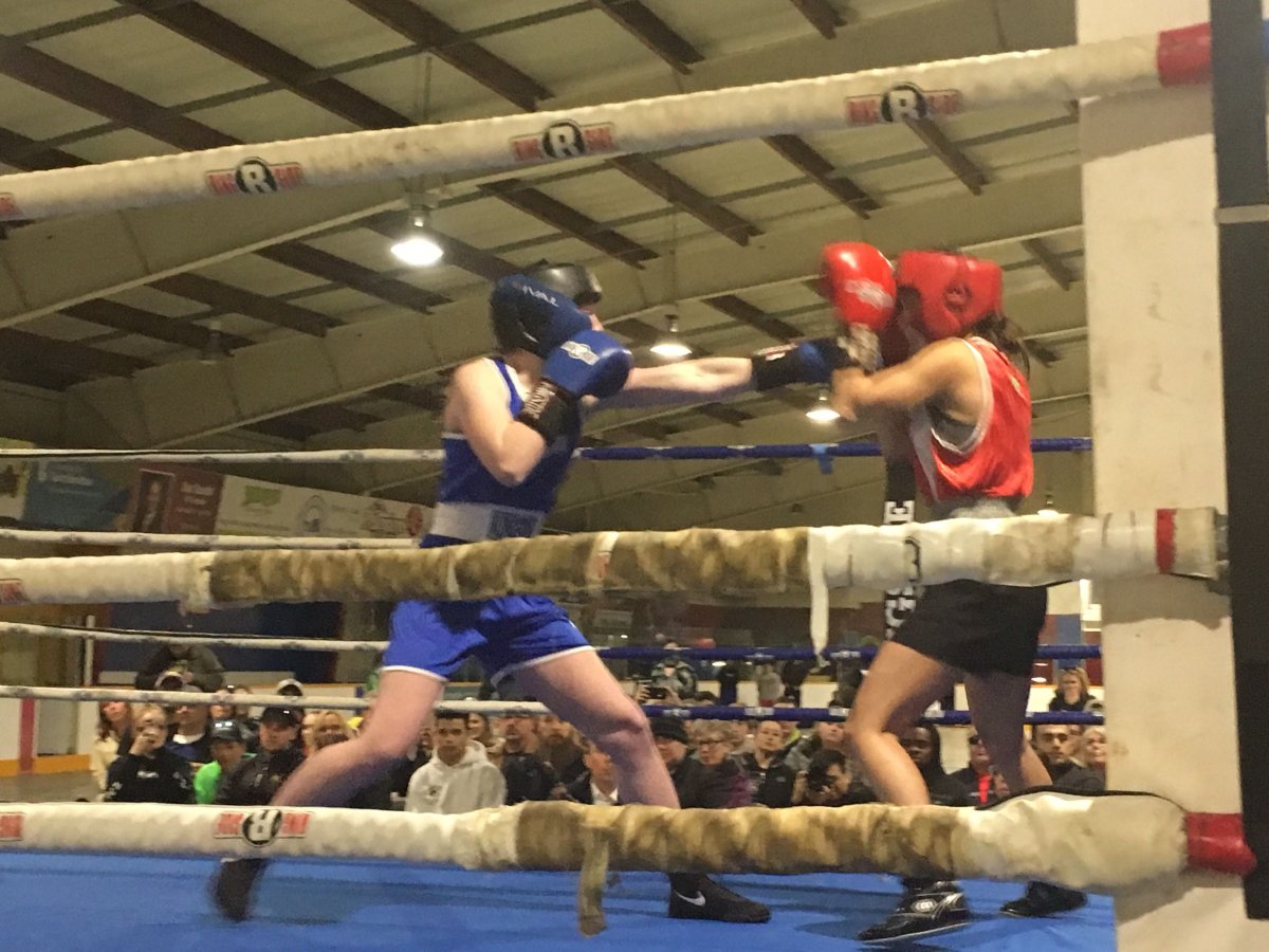 An exhibition match taking place at a Manitoba boxing fundraiser.