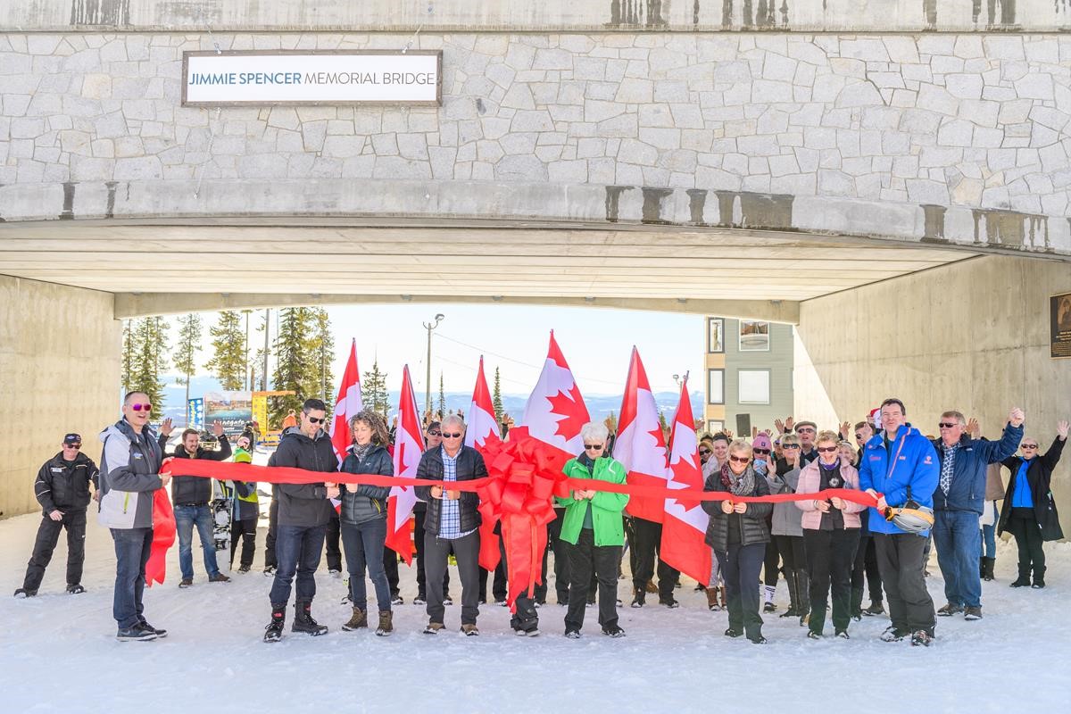 The ceremony to officially name a bridge at Big White Ski Resort after Jimmie Spencer.  