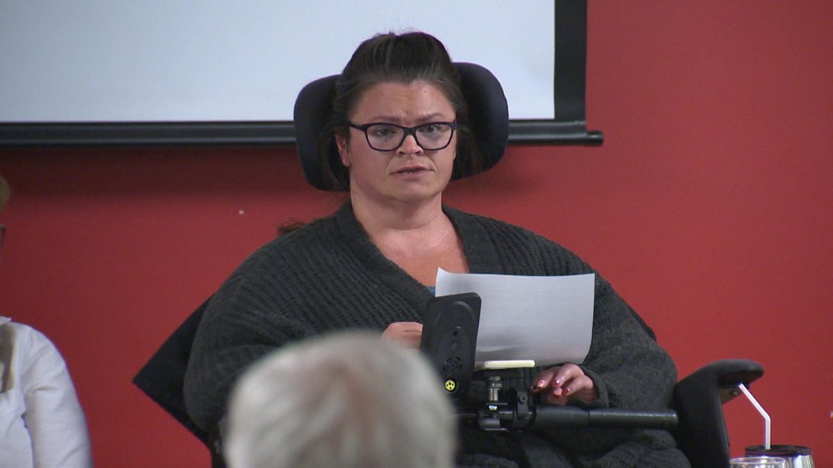 Disability advocate Joanne Larade speaks at a panel discussion in Halifax.