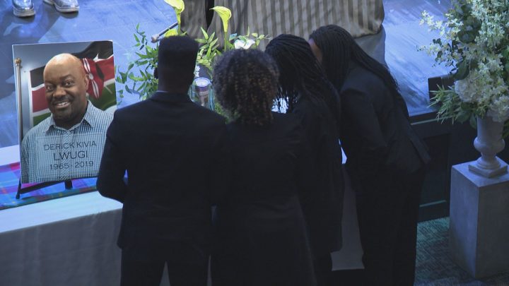 More than 700 people attended a memorial service on Saturday for Derick Lwugi, a Calgary man who died in the Ethiopian Airlines crash on March 10.