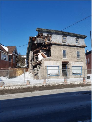 An image of the partially collapsed Magee House in Hintonburg, taken on March 7, 2019. The city plans to start work to structurally stabilize the old stone heritage building “in a matter of days,” according to City of Ottawa staff.