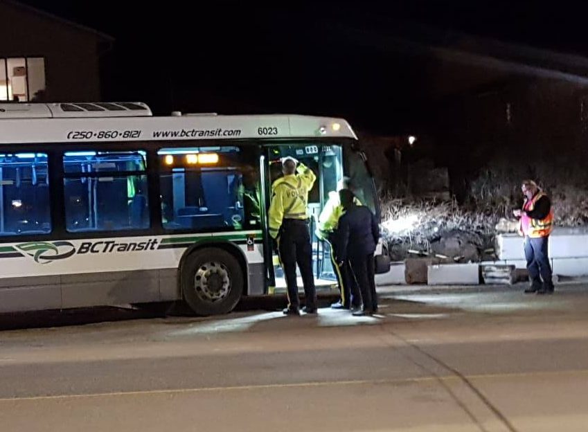RCMP investigate at bus crash in Kelowna, March 22, 2019.